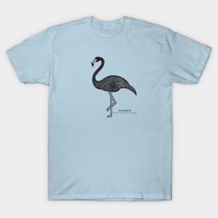 Flamingo with Common and Scientific Names - detailed bird design T-Shirt